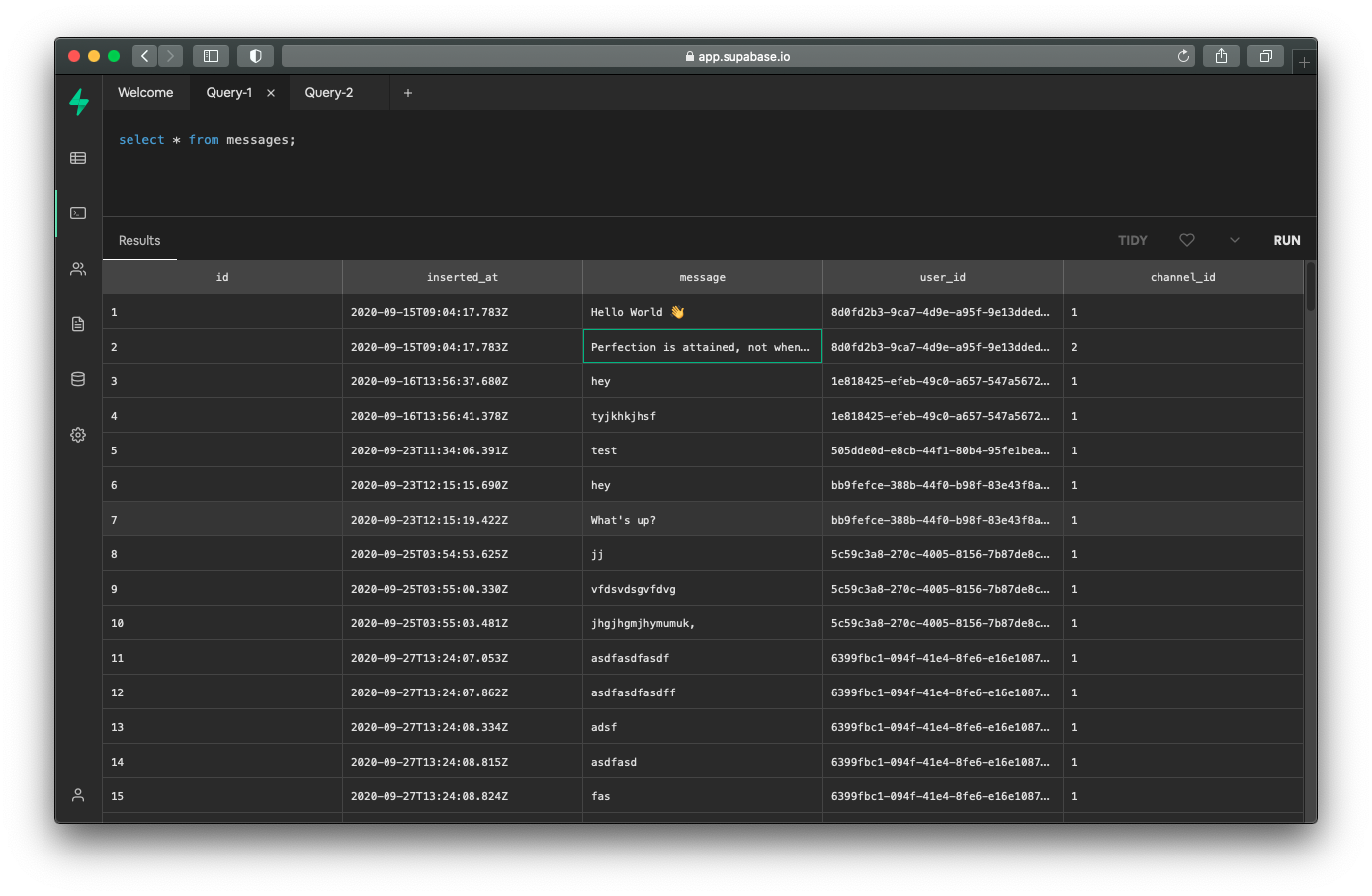 This image shows a SQL Editor with tabs. Originally our SQL editor was very basic, but we're moving towards something very powerful.