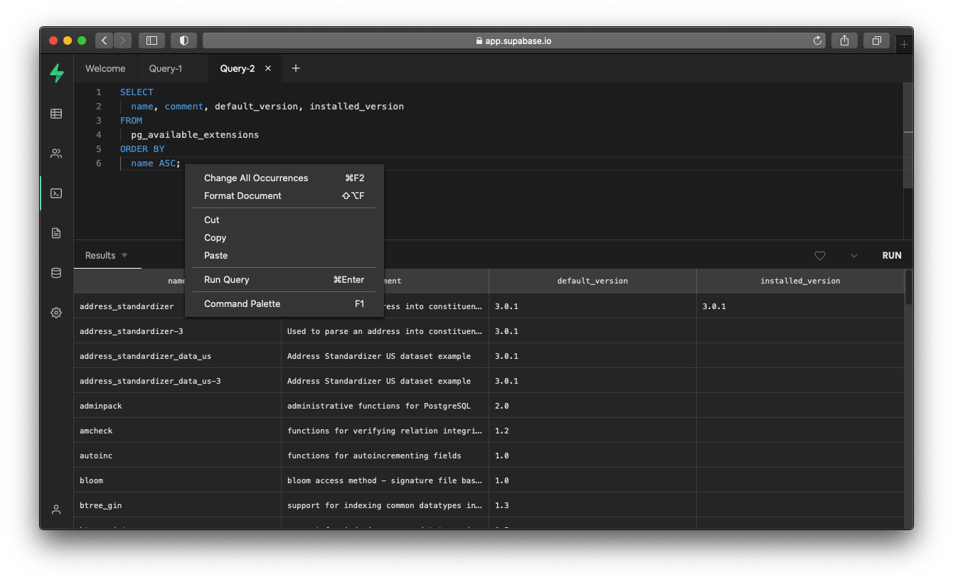 This image shows our improved SQL Editor.